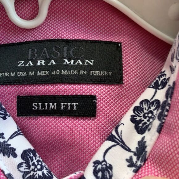 Zara Man slim fit size medium pink shirt with double color of white and pink - Picture 5 of 8